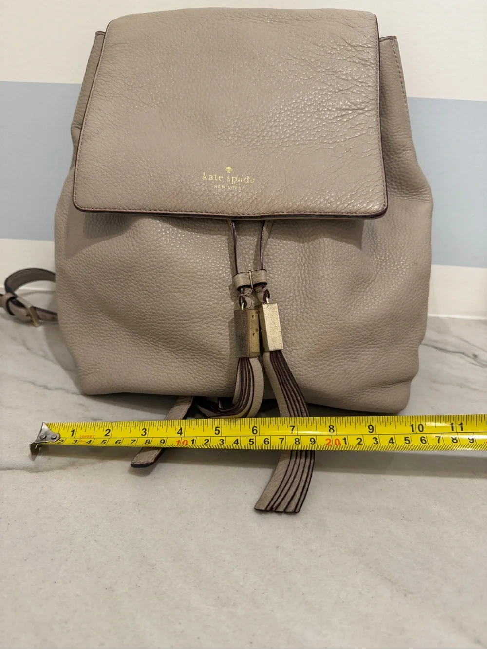 Kate Spade Leather Backpack Bundle- Black and Taupe)